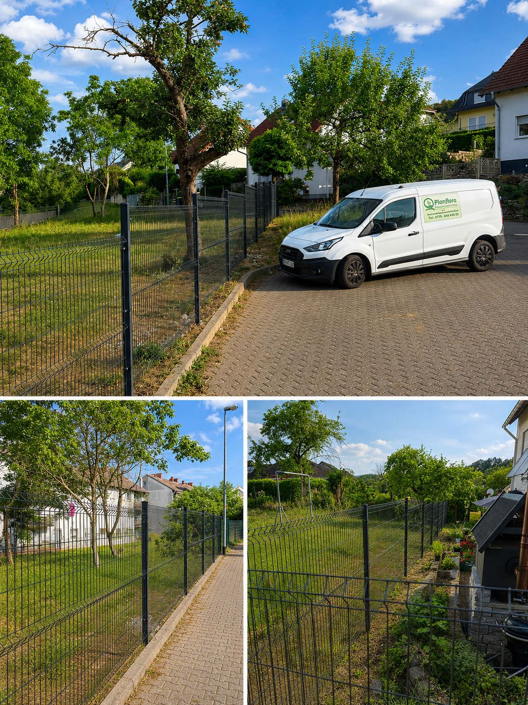 Stabiler Doppelstabmattenzaun für eine sichere und gepflegte Grundstückseinfriedung.